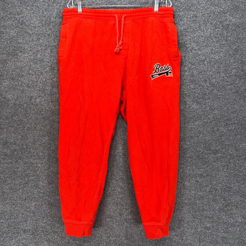Hugo Boss Russell Athletic Sweatpants Mens XL Red Logo Joggers Fleece Pants